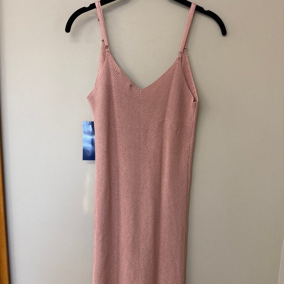 FRESHMAN 1996 Soft Pink Ribbed Knit Tank Dress Midi Sleeveless size Small 90s - Picture 6 of 10